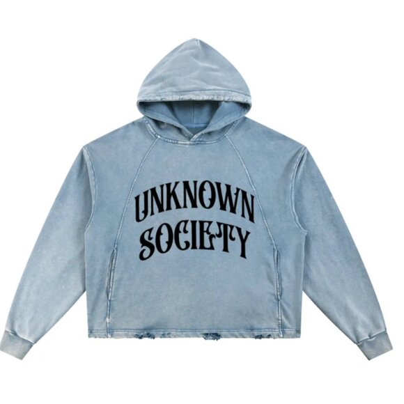 Vintage Washed Frayed-Hem Hoodie - Picture 1 of 1